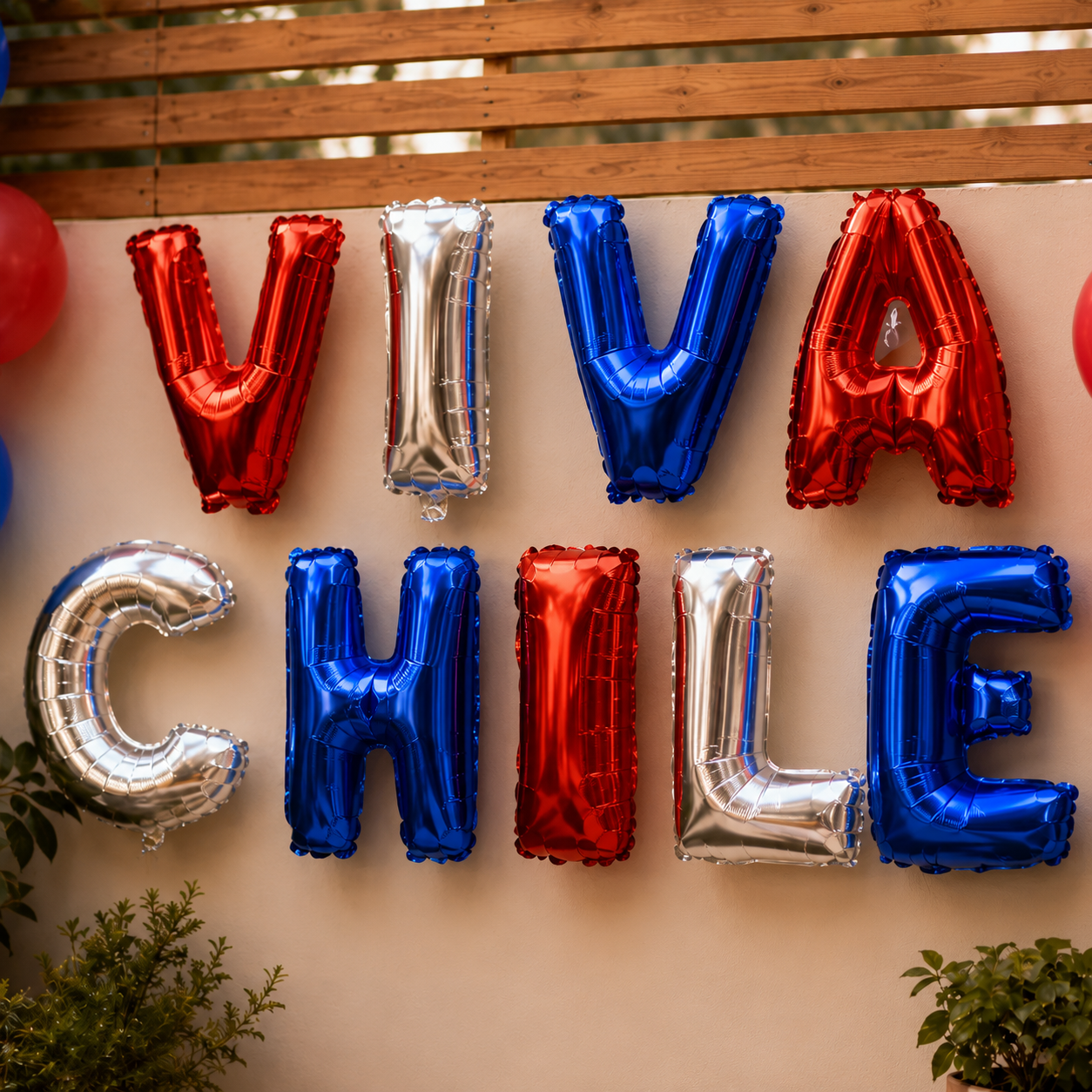 Globos Metálicos Letras Viva Chile Fiestas Patrias