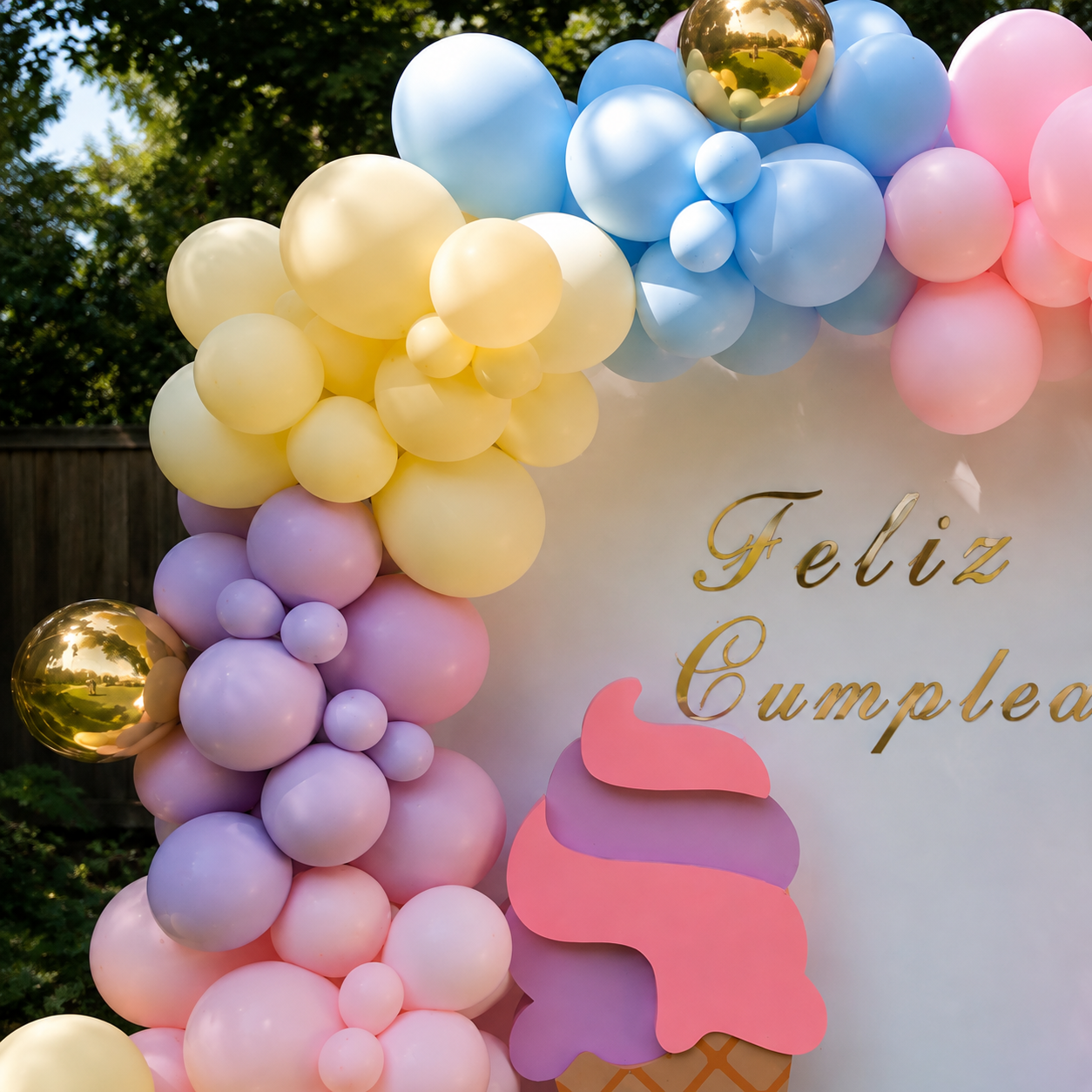 Arco de Globos Pastel 100 Globos Celeste Rosado | Kit Completo