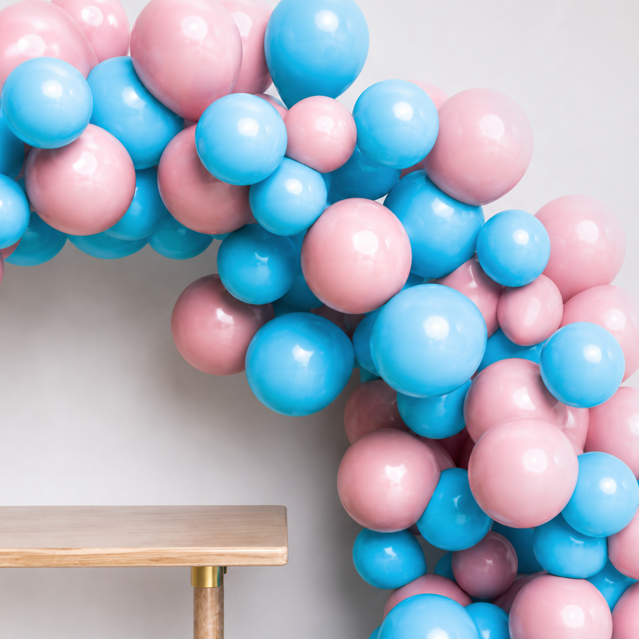 Arco Orgánico de Globos Celeste Rosado 100 Globos | Kit Completo