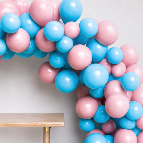 Arco Orgánico de Globos Celeste Rosado 100 Globos | Kit Completo
