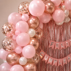 Kit Decoración Cumpleaños Rose Gold con Arco de 98 Globos