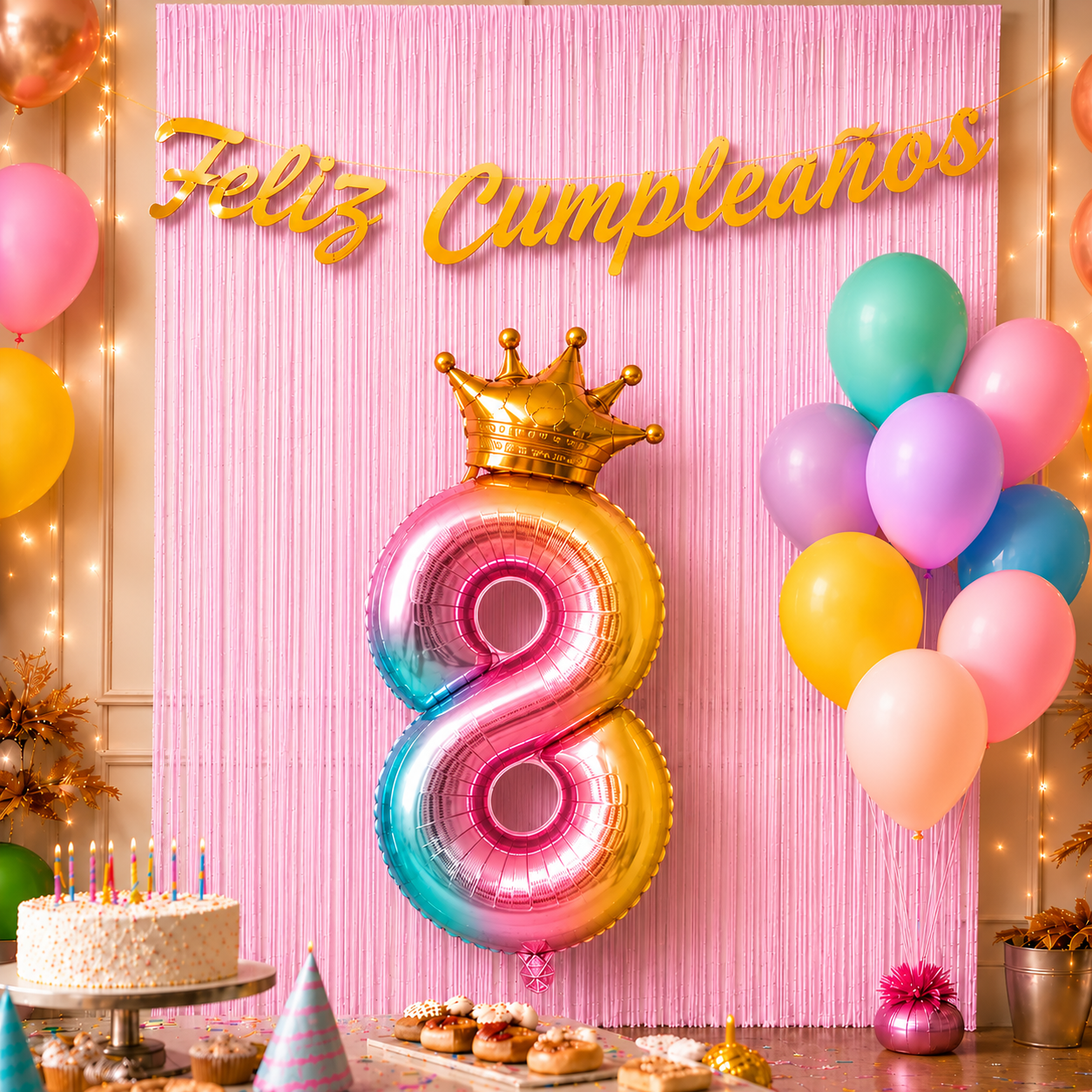 Kit Decoración Cumpleaños + Globos Número Corona | Cotillón Activarte