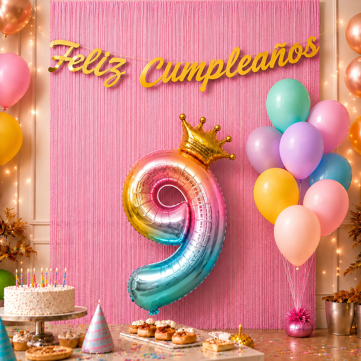 Kit Decoración Cumpleaños + Globos Número Corona | Cotillón Activarte
