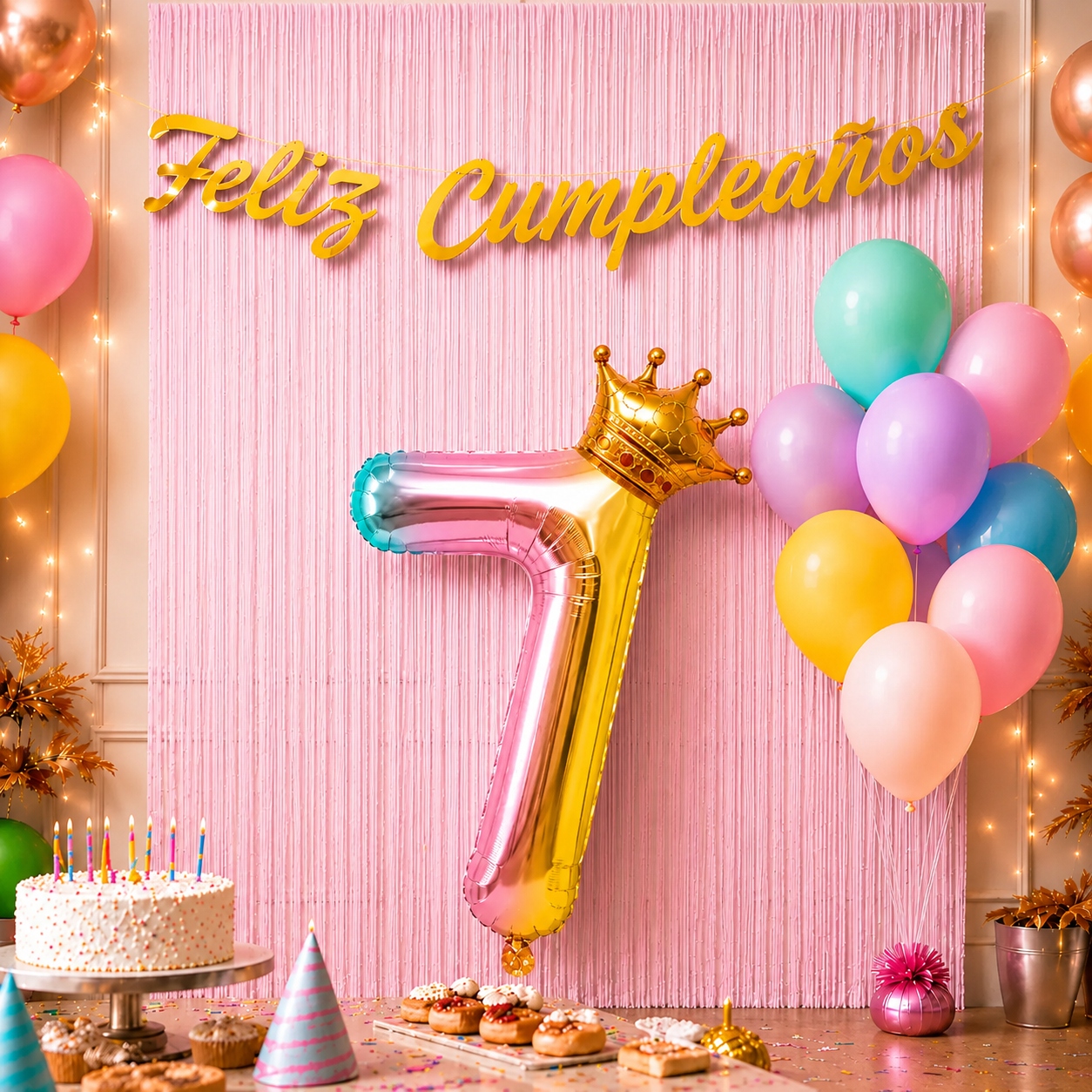 Kit Decoración Cumpleaños + Globos Número Corona | Cotillón Activarte