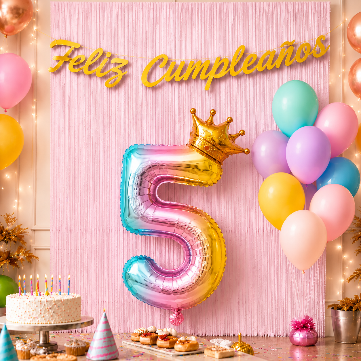Kit Decoración Cumpleaños + Globos Número Corona | Cotillón Activarte