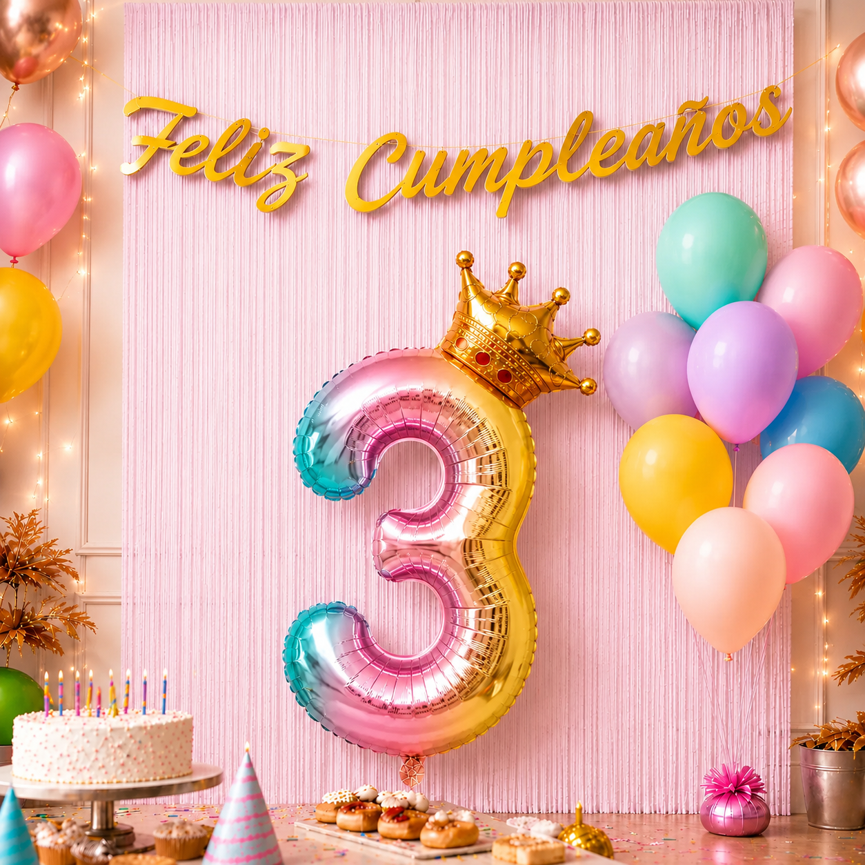 Kit Decoración Cumpleaños + Globos Número Corona | Cotillón Activarte