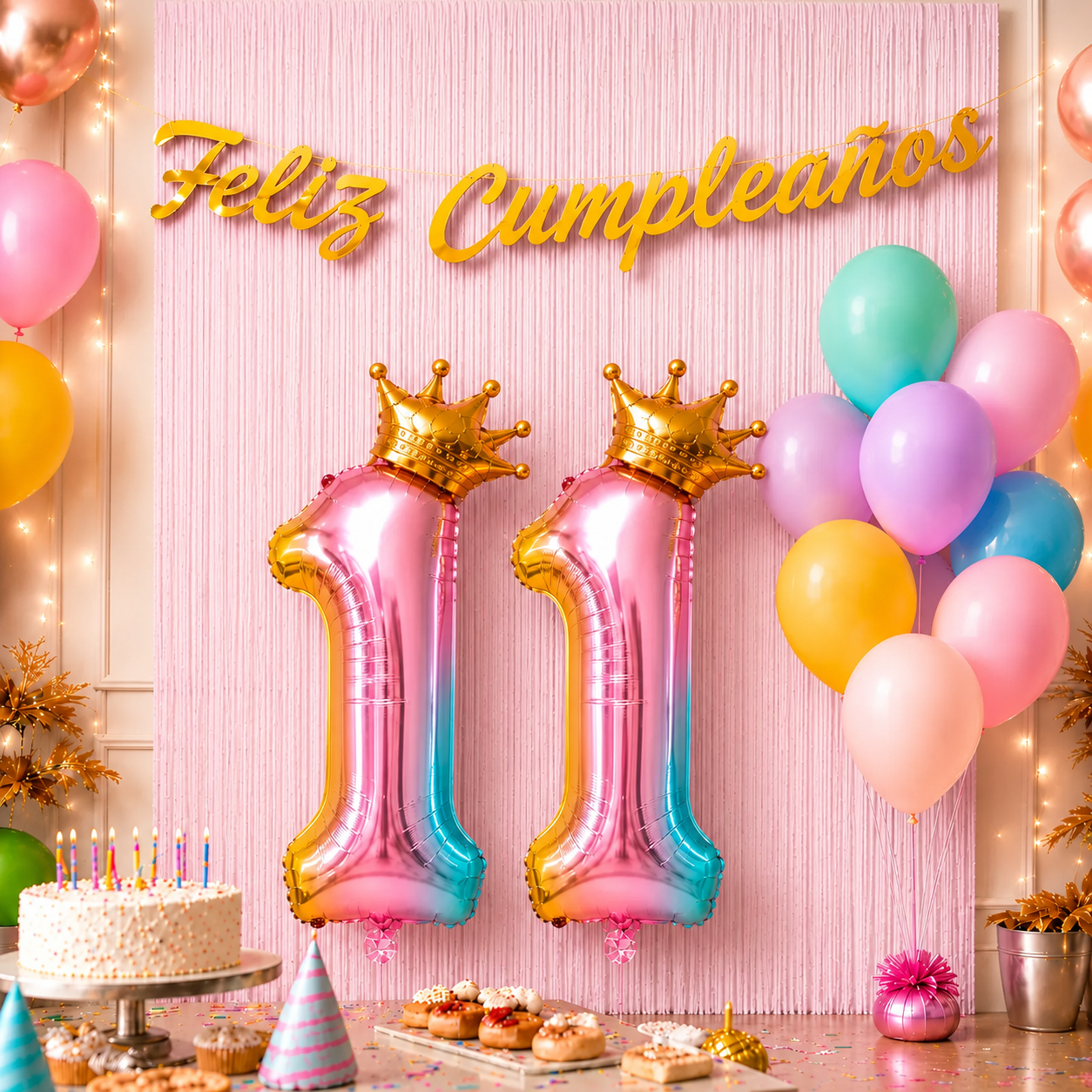 Kit Decoración Cumpleaños + Globos Número Corona | Cotillón Activarte
