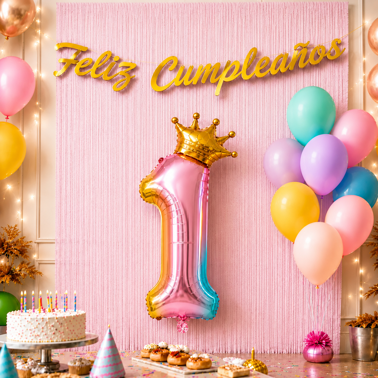 Kit Decoración Cumpleaños + Globos Número Corona | Cotillón Activarte