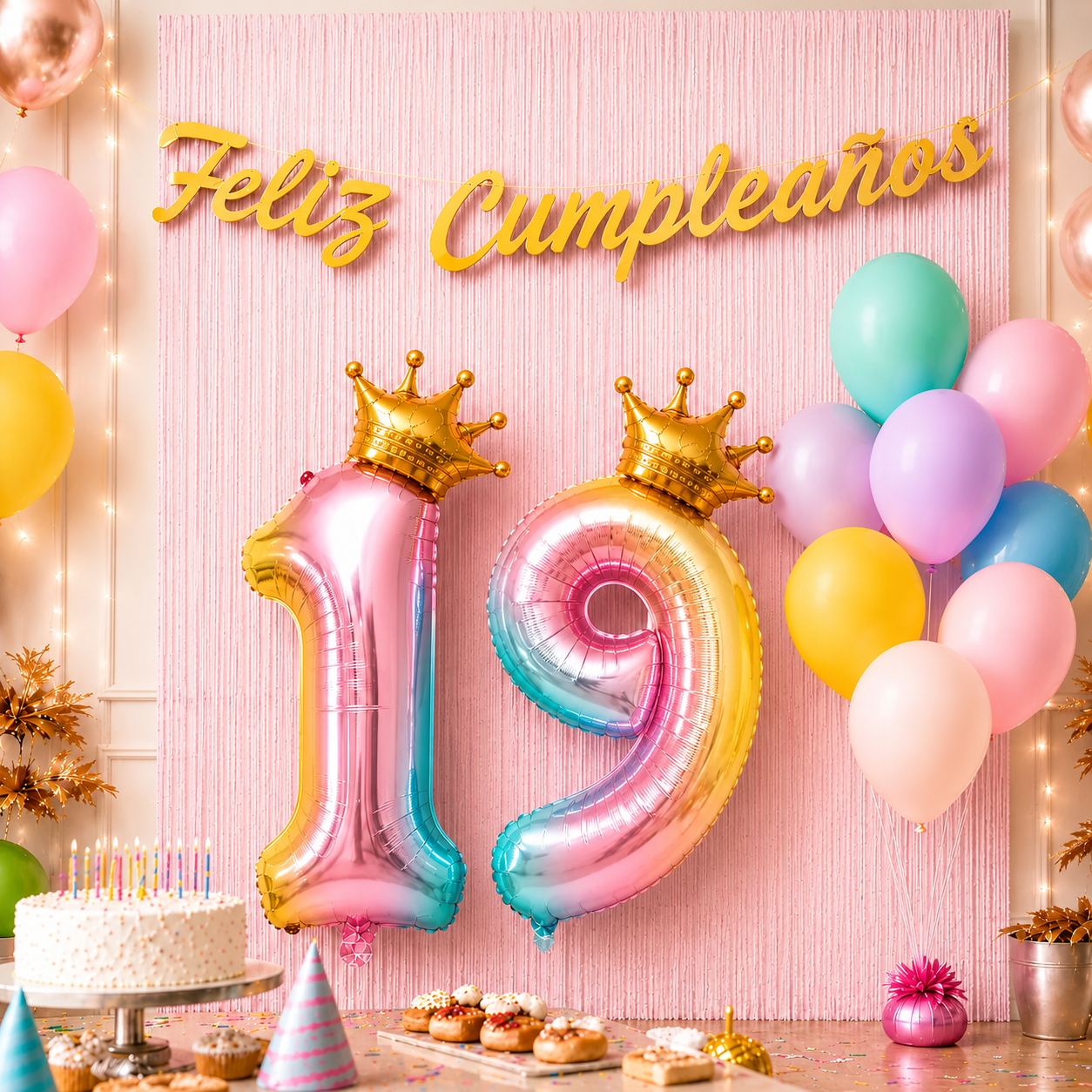 Kit Decoración Cumpleaños + Globos Número Corona | Cotillón Activarte