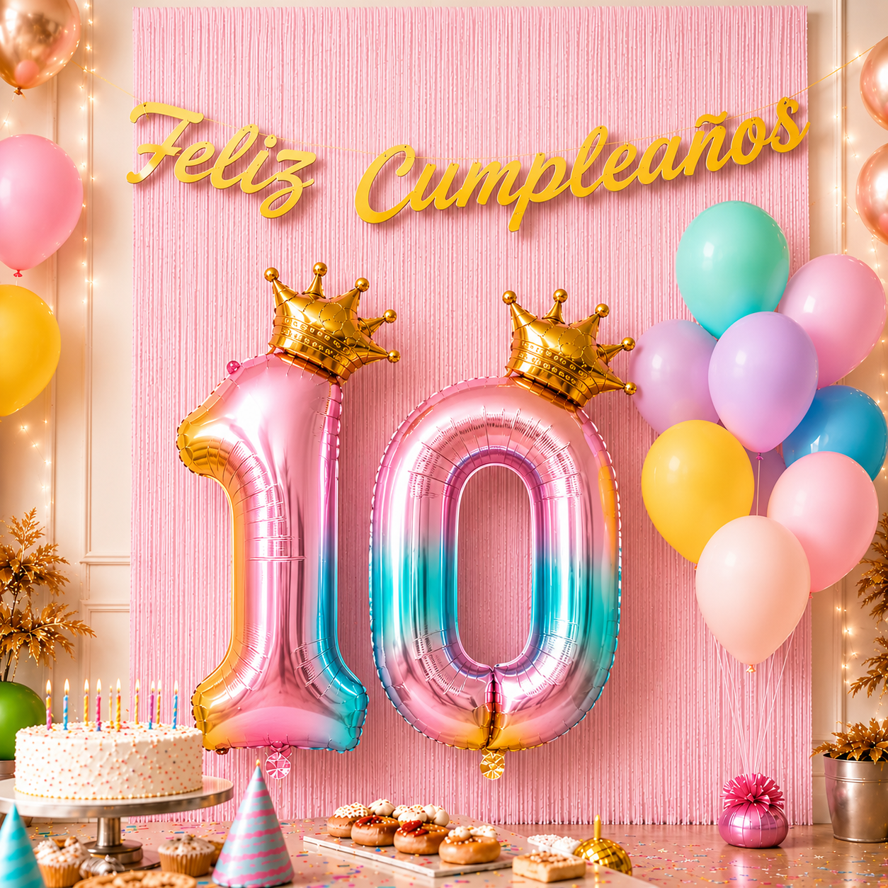 Kit Decoración Cumpleaños + Globos Número Corona | Cotillón Activarte