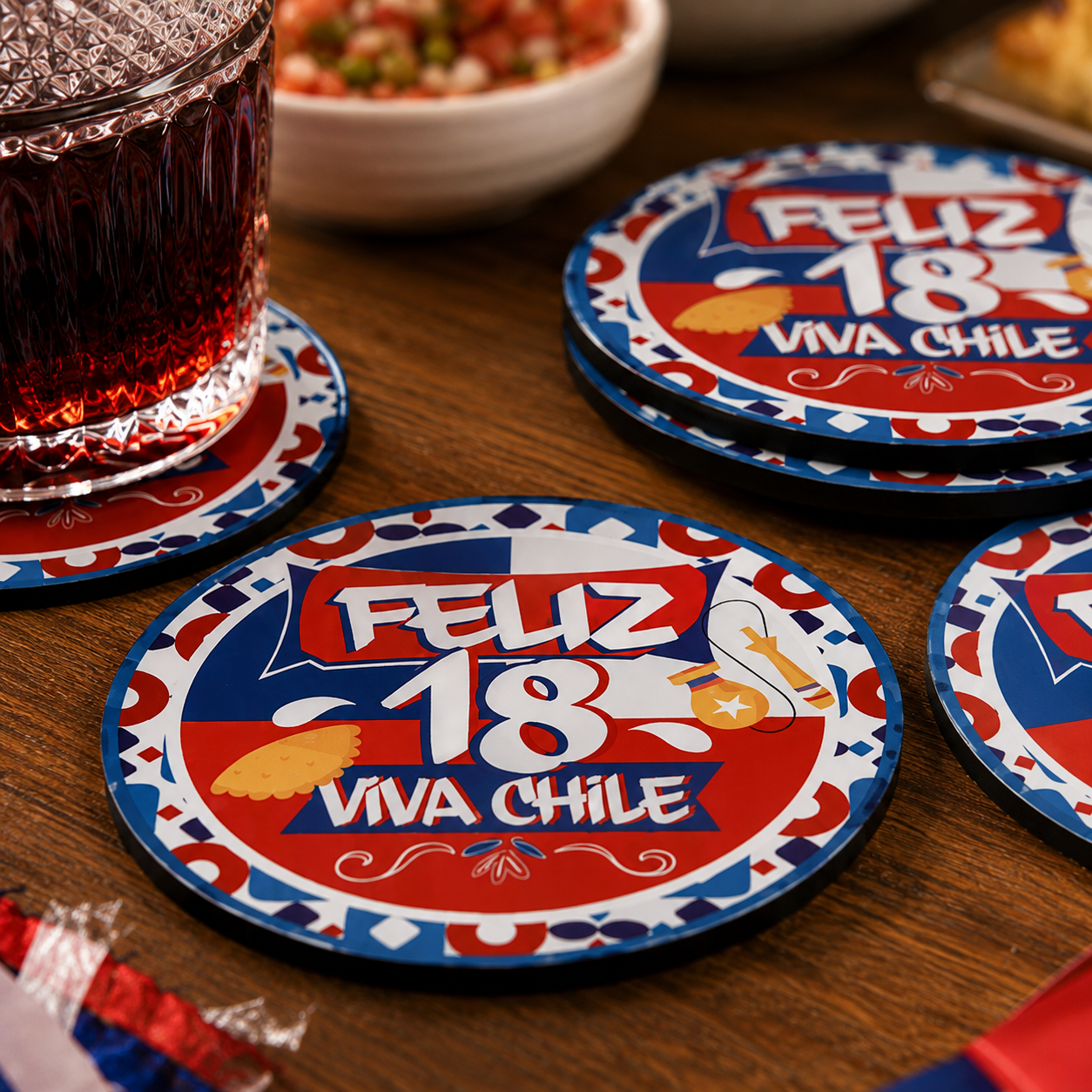 Set 6 Posa Vasos Fiestas Patrias Chile