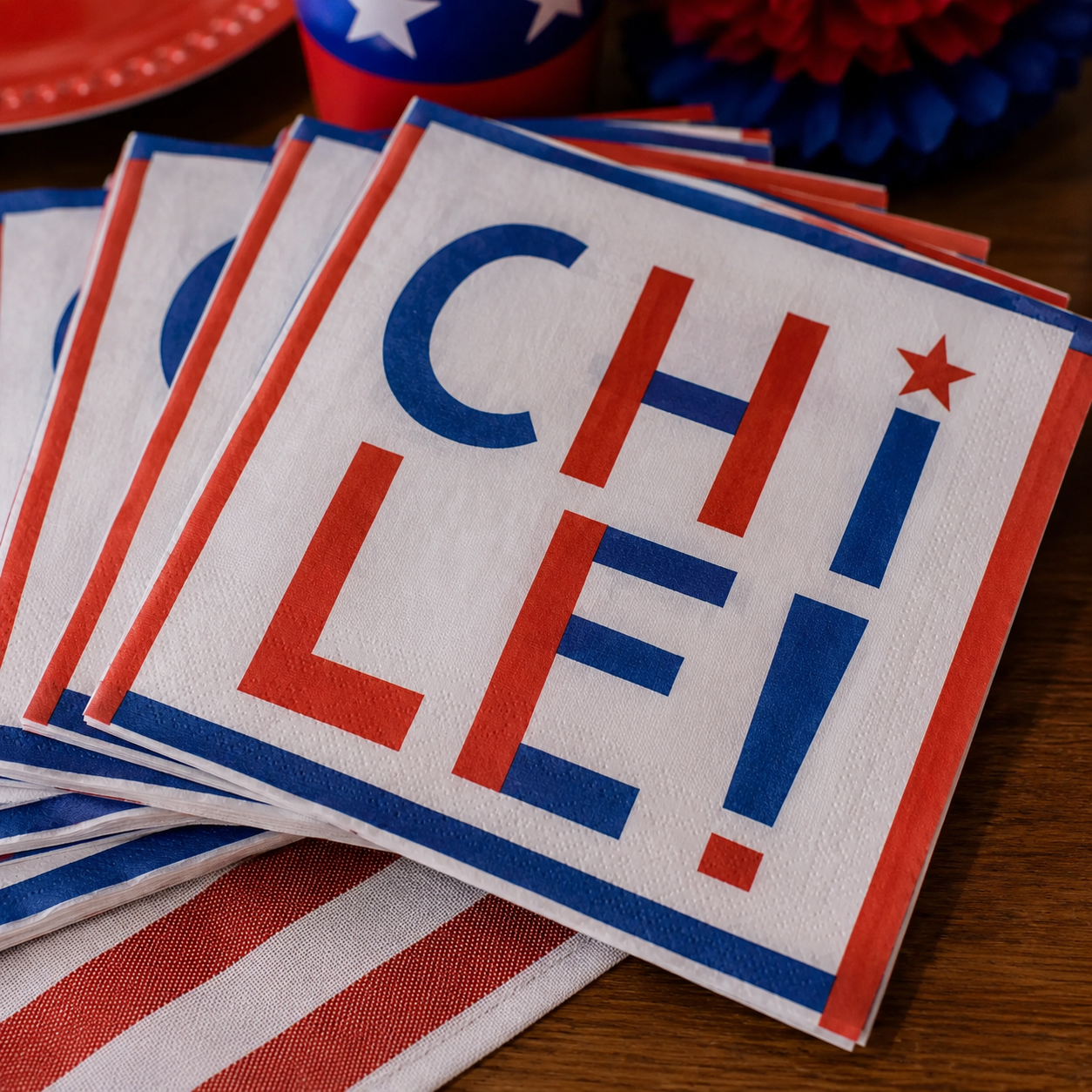 Set 20 Servilletas Chile Diseño Fiestas Patrias