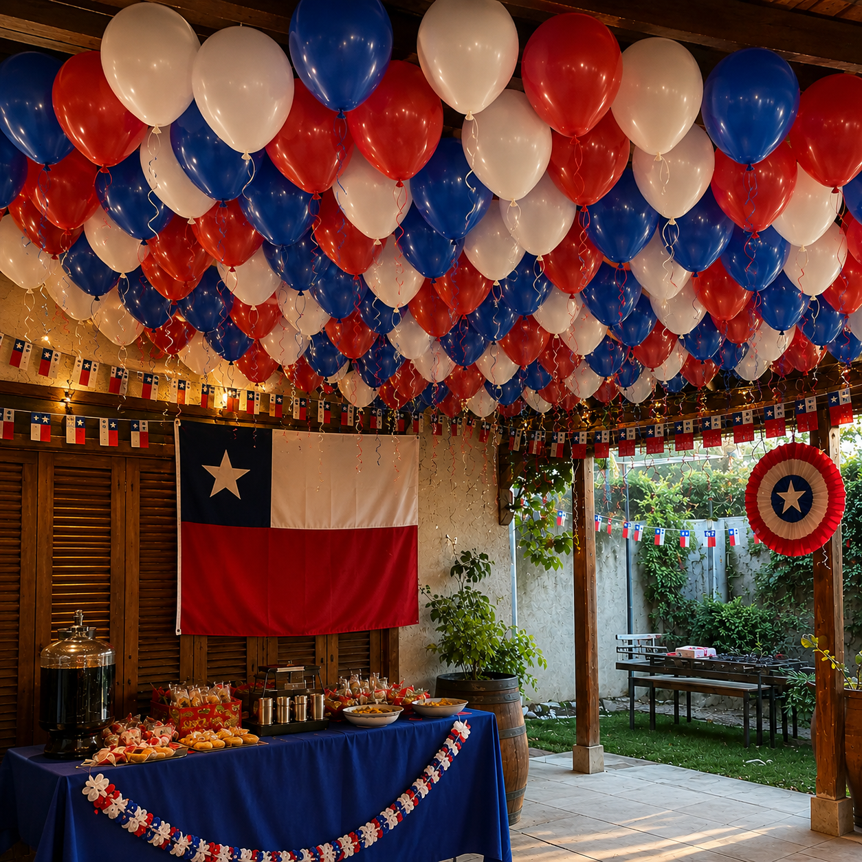 Set 100 Globos Fiestas Patrias Chile Tricolor