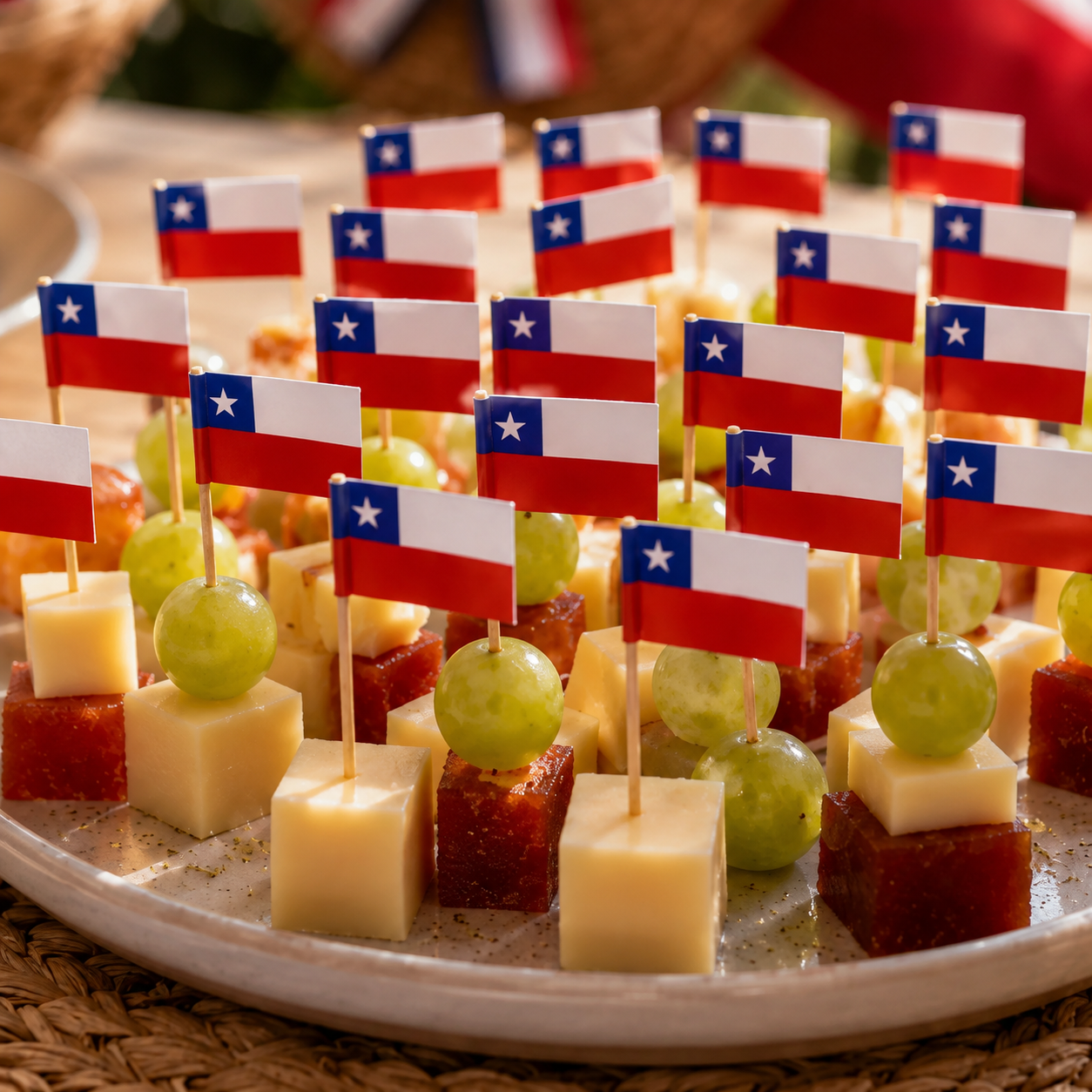 Set 20 Brochetas Bandera Chile Fiestas Patrias