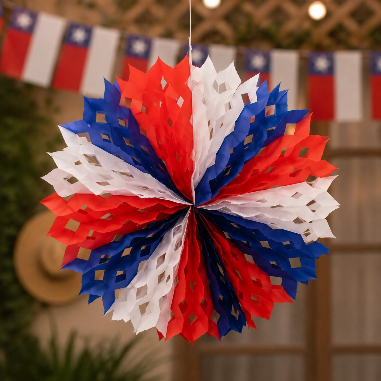 Adorno Redondo Tricolor Chile 40 cm | Decoración Fiestas Patrias