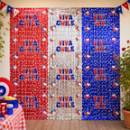 Guirnalda Cortina Metálica Viva Chile 1 x 2 m | Decoración Fiestas Patrias