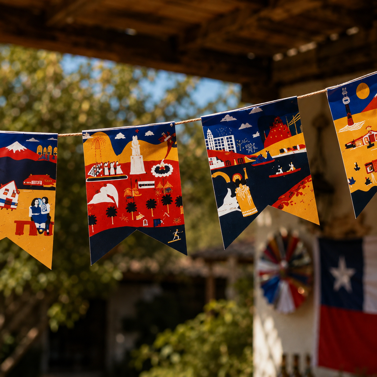 Guirnalda Regiones de Chile Fiestas Patrias