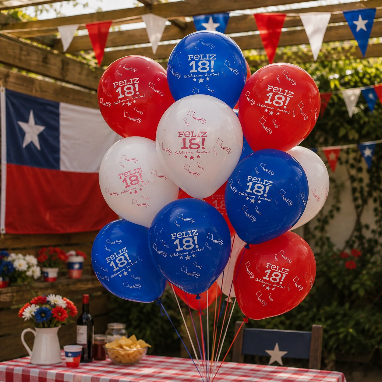 Set 12 Globos Látex Feliz 18 Tricolor Fiestas Patrias