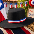 Sombrero Huaso Infantil Negro con Cinta Tricolor