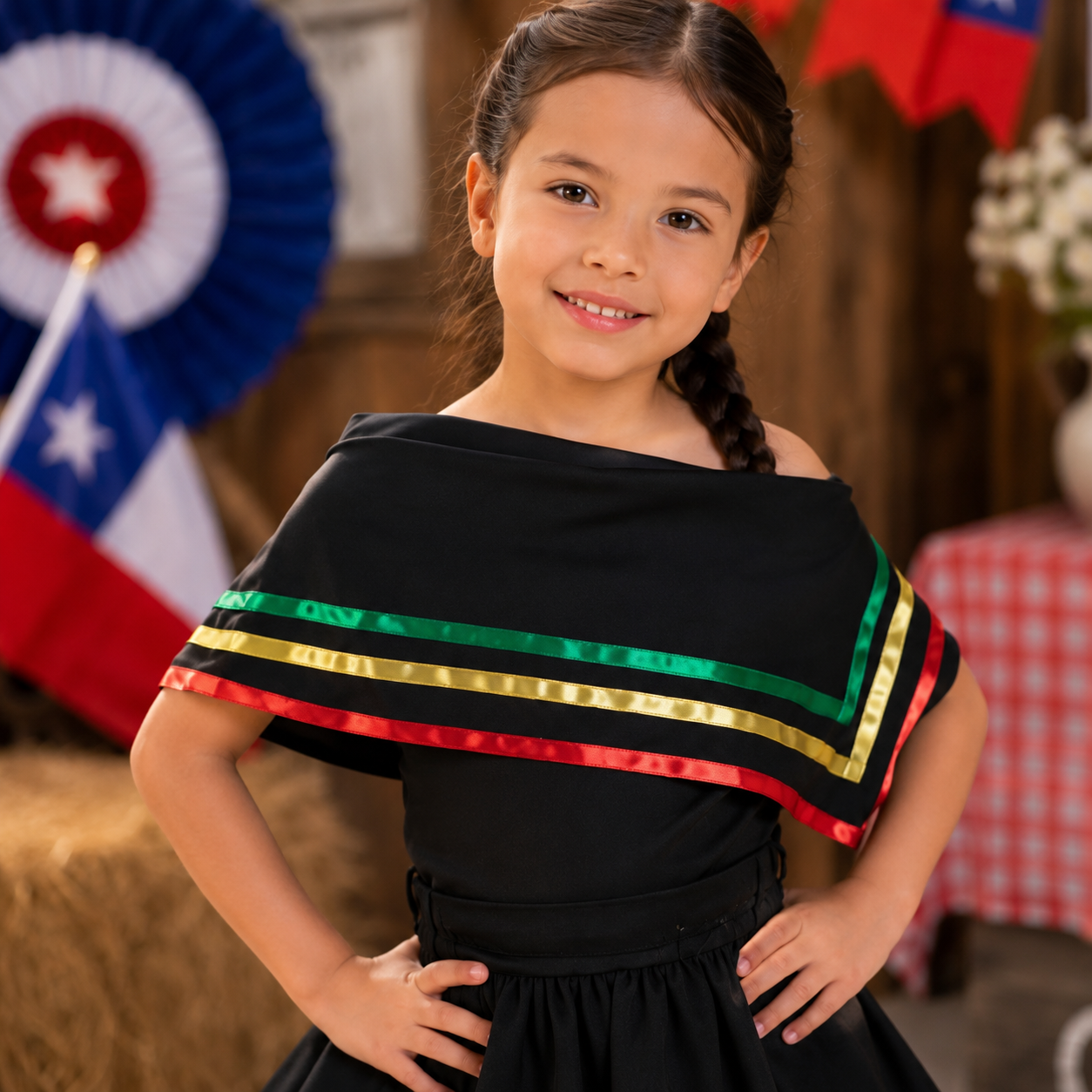 Traje Nortino Niña con Falda y Pañuelo Fiestas Patrias