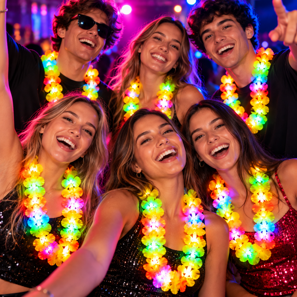 Collar Flores Dorado Led