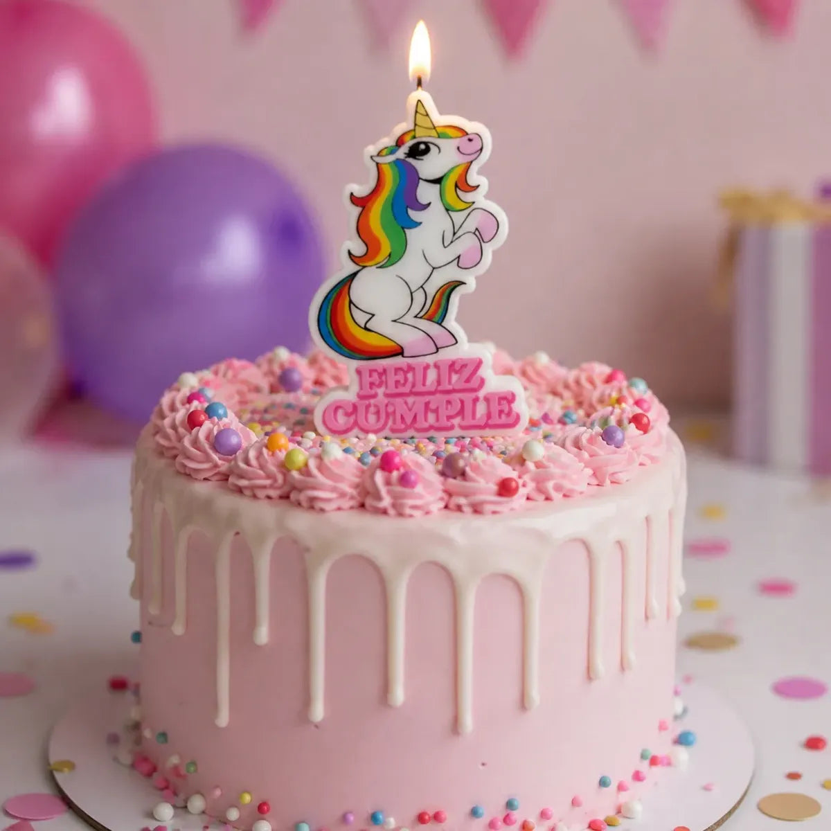Vela Unicornio Feliz Cumple