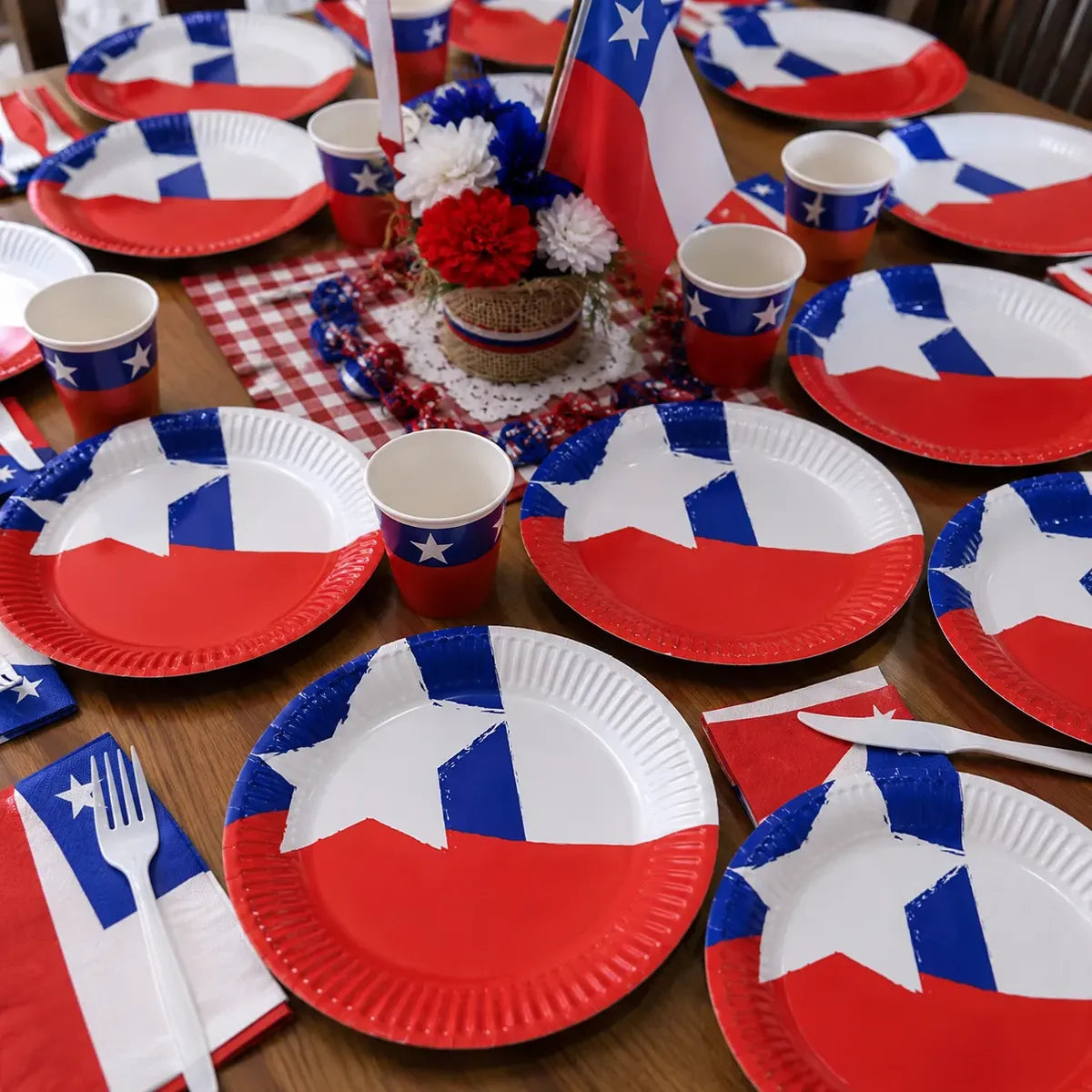Set 10 Platos Bandera de Chile 18 cm Fiestas Patrias