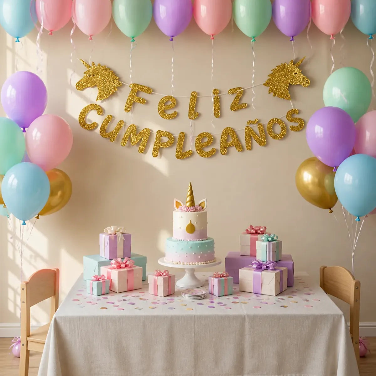 Guirnalda Glitter Feliz Cumpleaños Unicornio