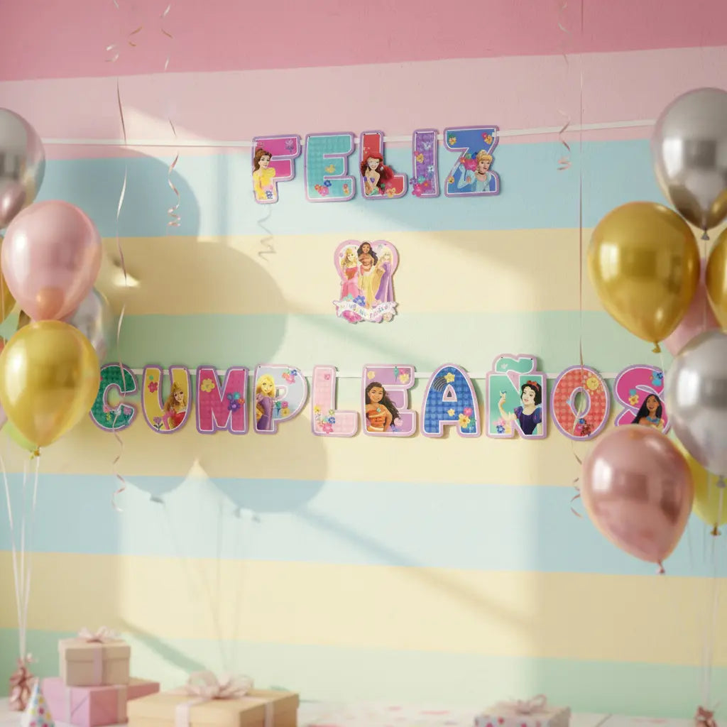Guirnalda Feliz Cumpleaños Princesas Disney