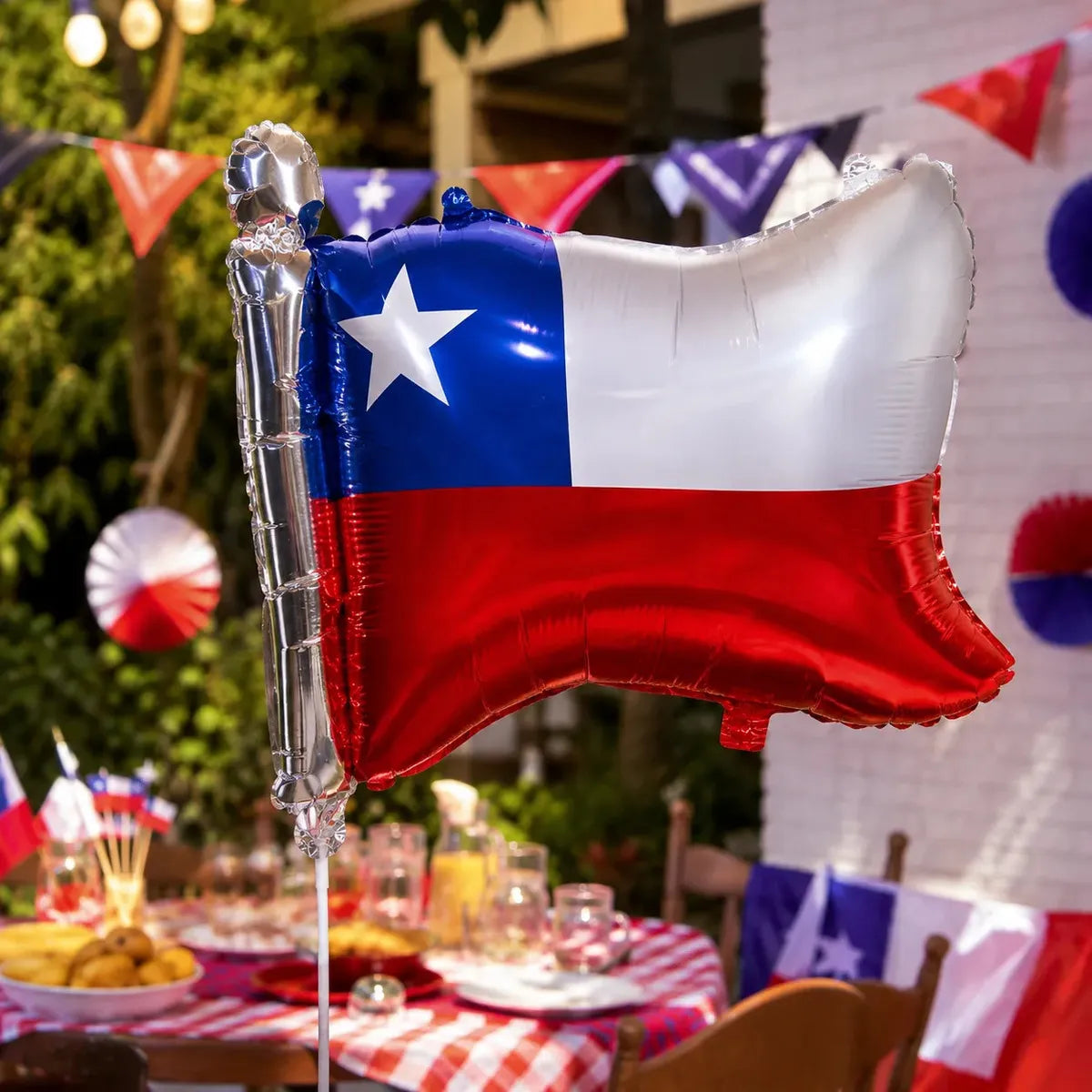 Globo Metálico Bandera de Chile Fiestas Patrias