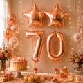 Set Decoración Cumpleaños Globos Número Rose Gold Estrella | Cotillón Activarte