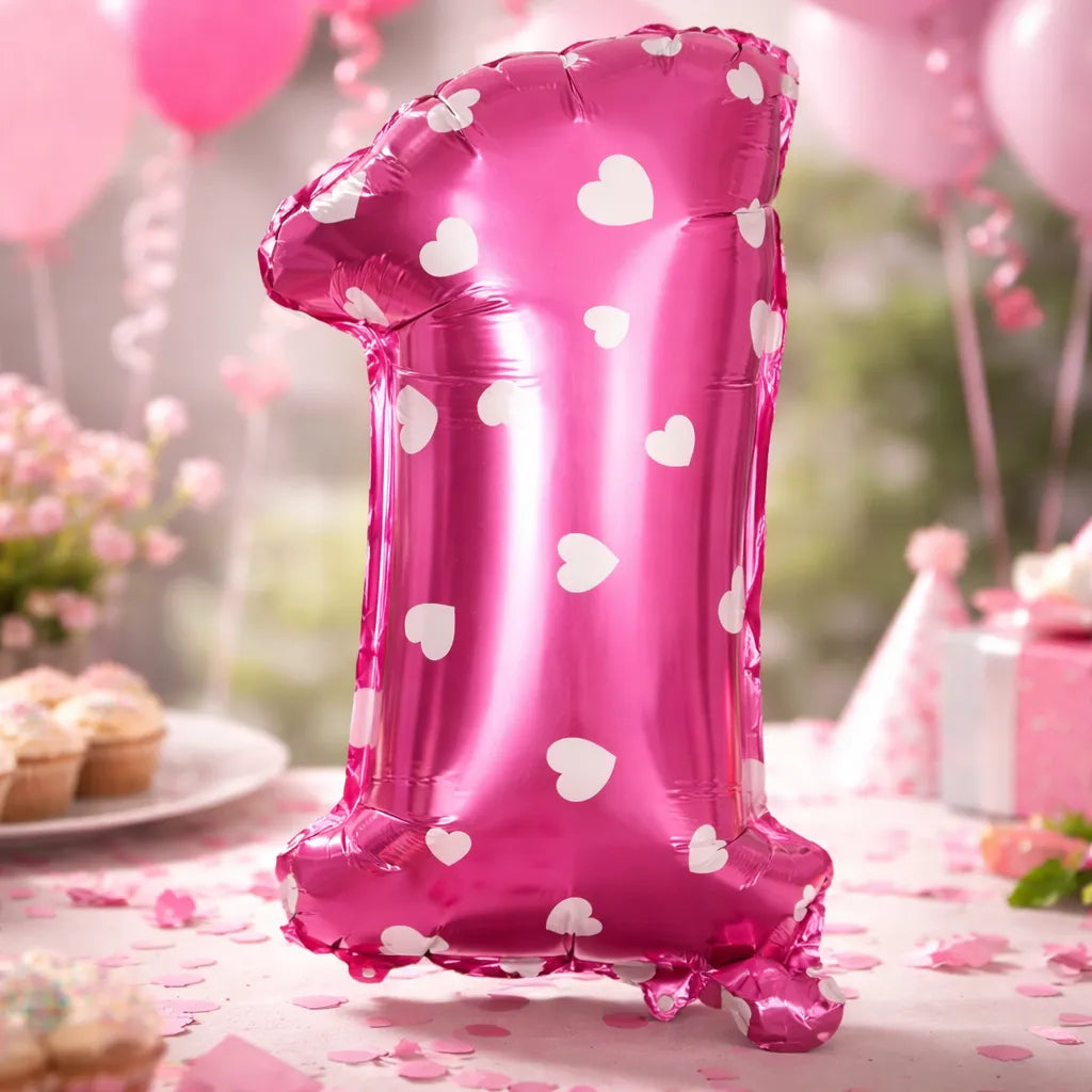 Globo Numero Rosado Corazón