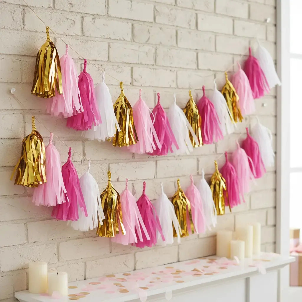 Guirnalda Tassel Metal Fucsia Rosado