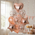 Set Globos Corazón Rose Gold y Estrellas | Decoración Cumpleaños