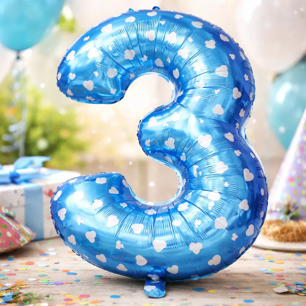 Globo Numero Celeste Corazón