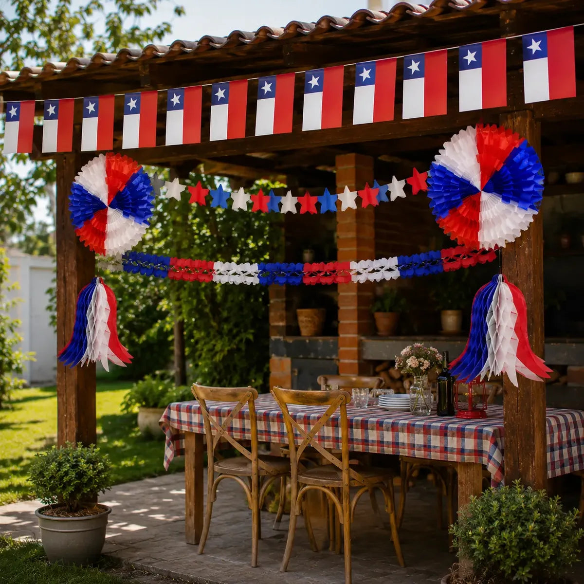 Kit Decoración Fiestas Patrias Chile con Guirnaldas y Adornos