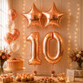 Set Decoración Cumpleaños Globos Número Rose Gold Estrella | Cotillón Activarte