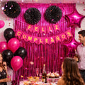 Kit Decoración Cumpleaños Fucsia Negro | Cotillón Activarte
