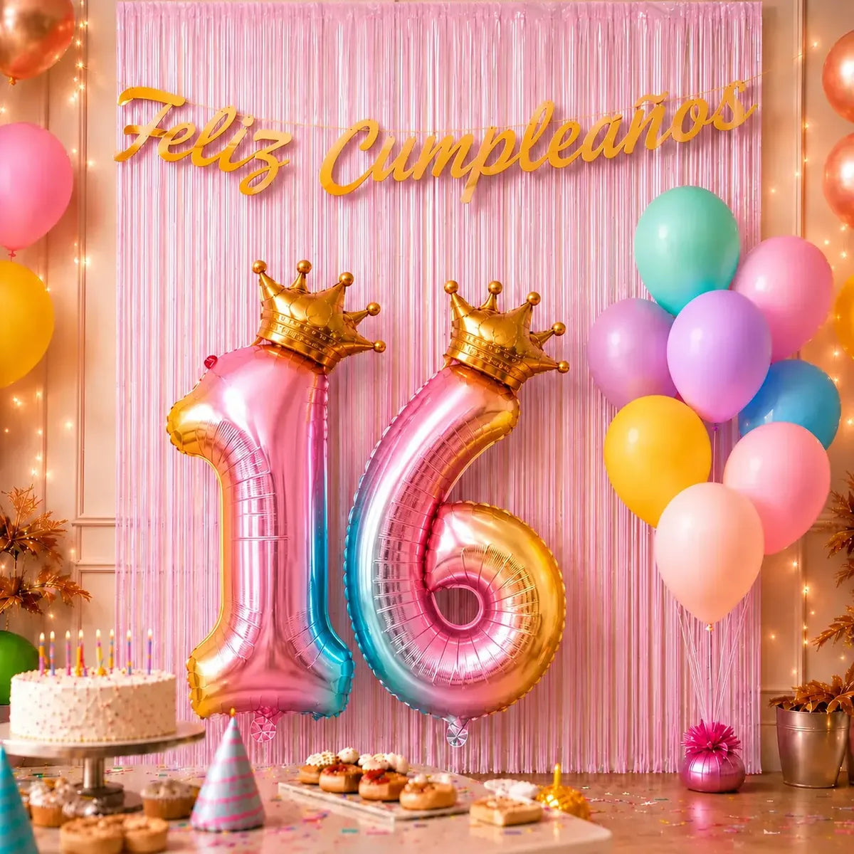 Kit Decoración Cumpleaños + Globos Número Corona | Cotillón Activarte