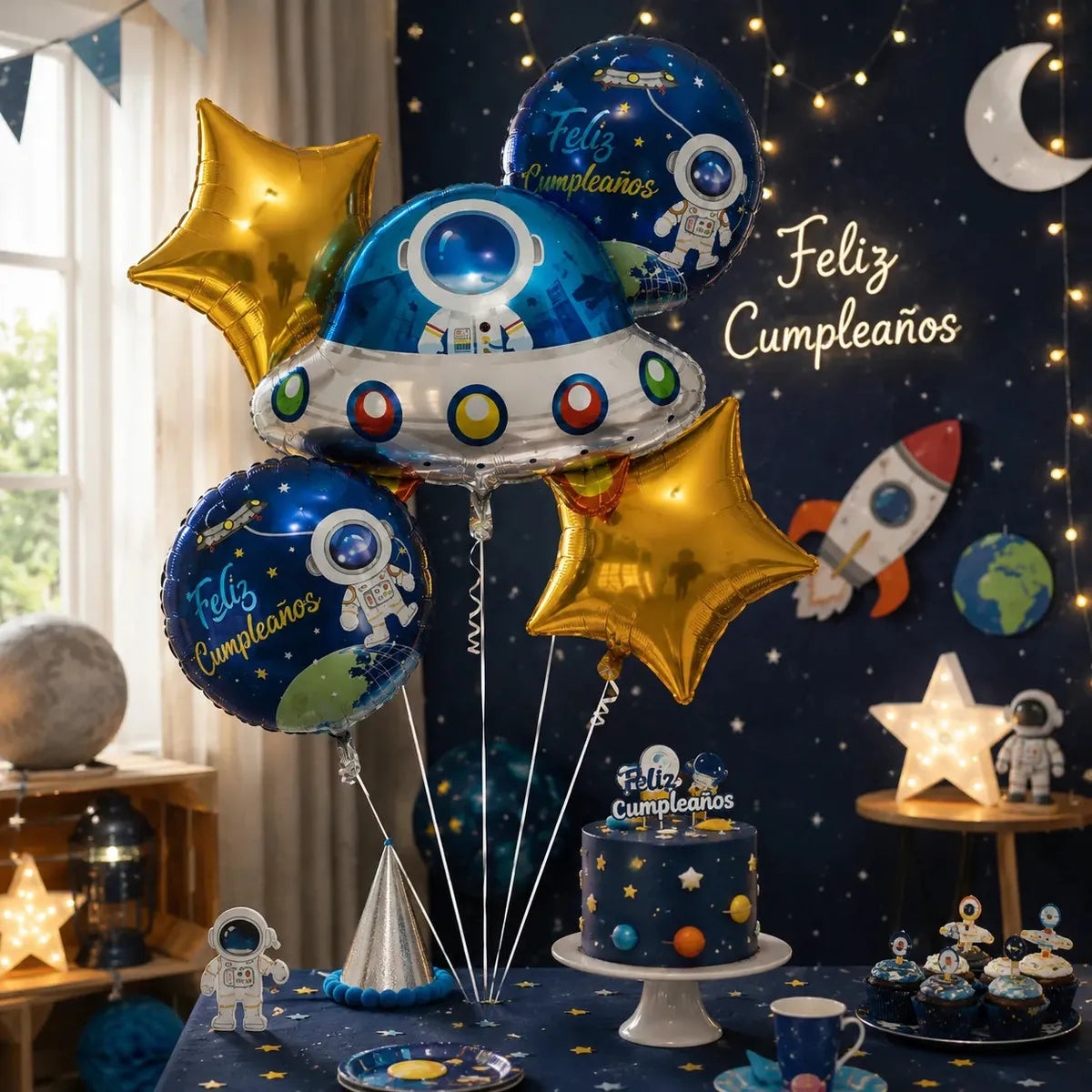 Set 5 Globos Metálicos Ovni Espacial Cumpleaños | Cotillón Activarte
