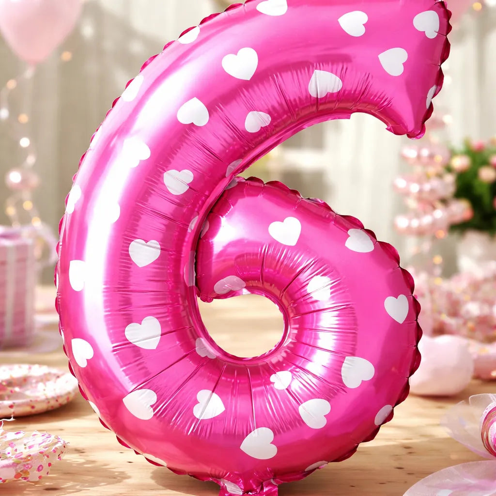 Globo Numero Rosado Corazón