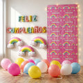Kit Decoración Cumpleaños Arcoíris | Cortina, Globos y Guirnalda | Cotillón Activarte