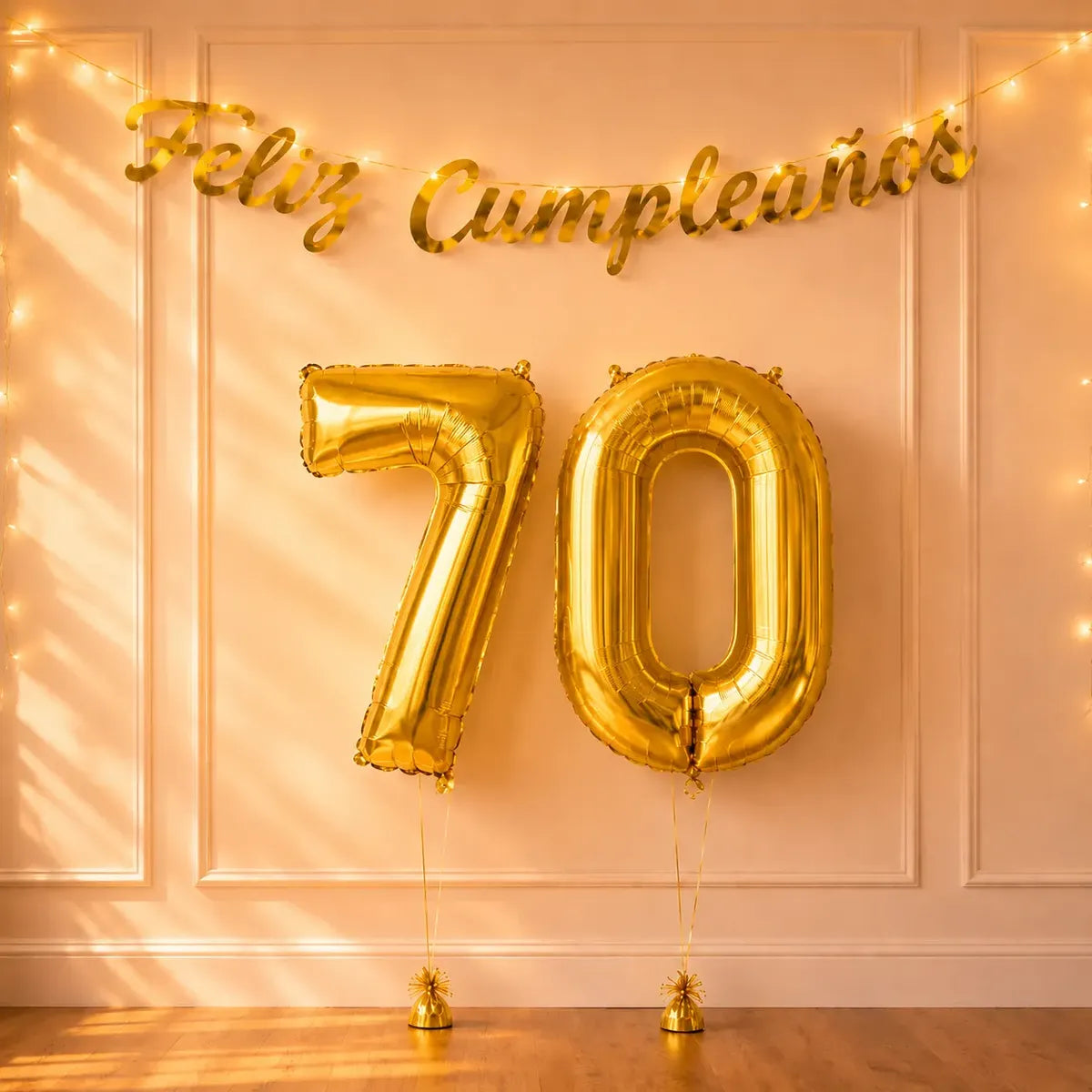 Set Decoración Cumpleaños Globos Número Dorado | Cotillón Activarte