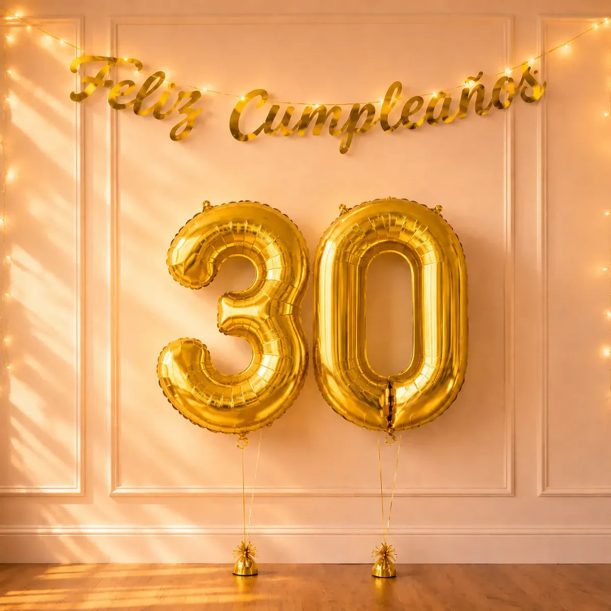 Set Decoración Cumpleaños Globos Número Dorado | Cotillón Activarte