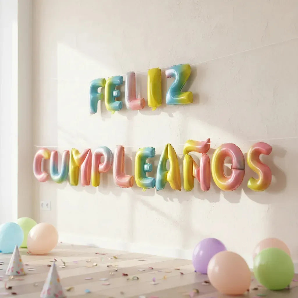 Kit Decoración Cumpleaños Arcoíris | Cortina, Globos y Guirnalda | Cotillón Activarte