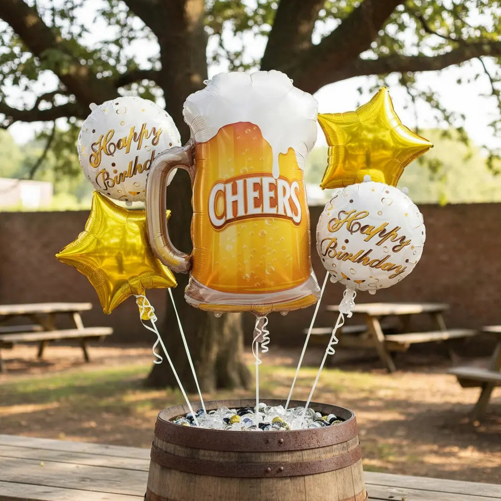 Set 5 Globos Cerveza y Estrellas | Decoración Cumpleaños