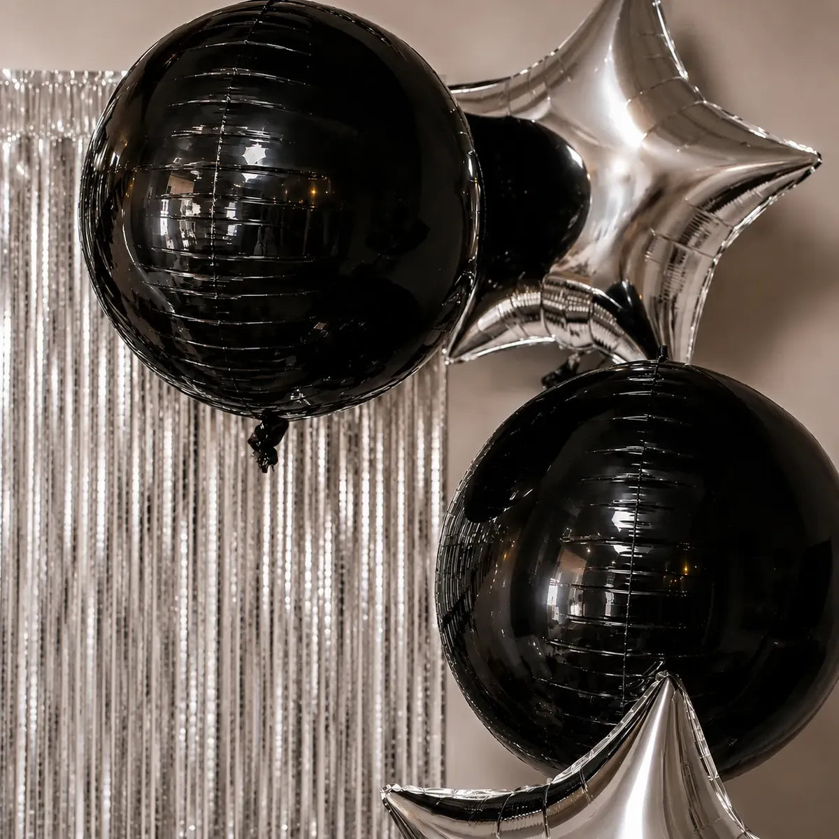Kit Decoración Cumpleaños Negro Plateado | Fiesta Completa
