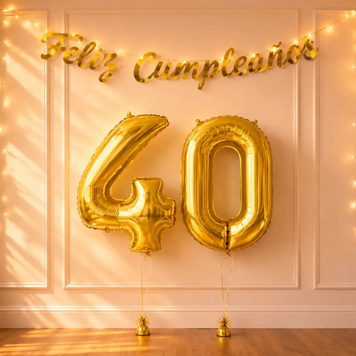 Set Decoración Cumpleaños Globos Número Dorado | Cotillón Activarte