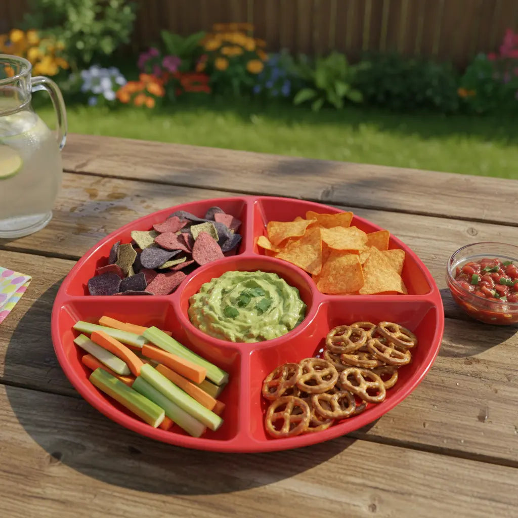 Bandeja Circular con Divisiones Reutilizable Colores