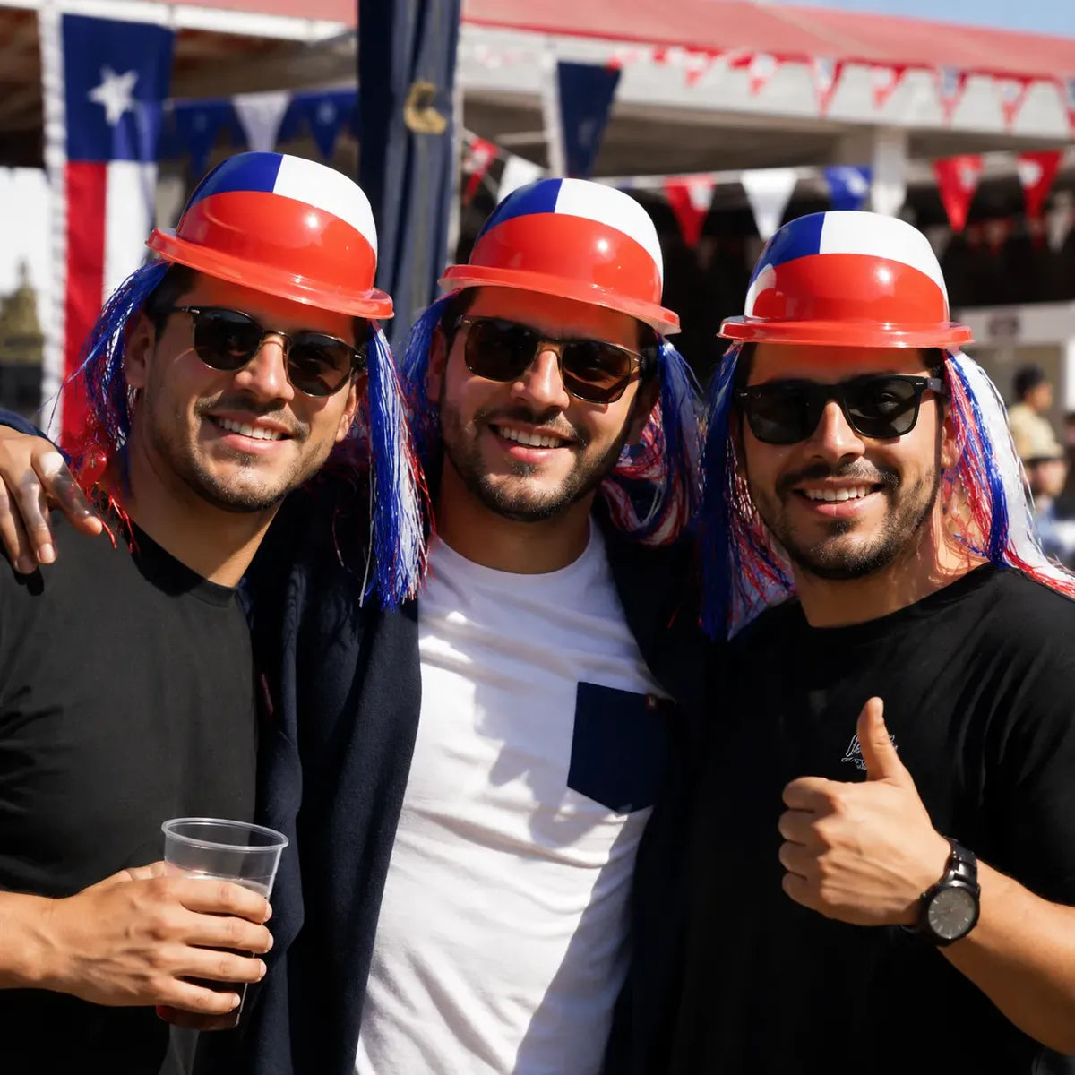 Gorro Tricolor con Pelos Chile Fiestas Patrias